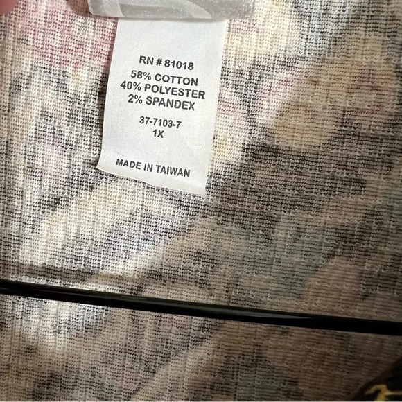 Roamans Floral Rose Button Up Blouse 1X Front Pocket Swirls Long Sleeve Stretch - Picture 7 of 8